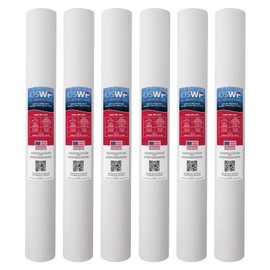 1 Micron 20 Inch x 2.5 Inch | 6-Pack Melt Blown Polypropylene Whole House Sediment Replacement Cartridge | Compatible with Pentek P1-20, Hydronix SDC-25-2001 | Made in the USA, US Water Filters