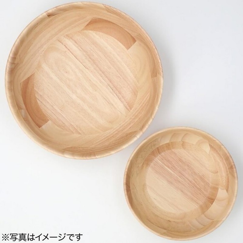Nitori 8964236 Wooden Bowl, Round Bowl, Rubber, 9.4 inches (24