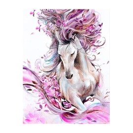 ParNarZar Diamond Painting Pink Horse 35 x 45 cm Square Stones Small Simple Square Full Picture DIY Mosaic Kits for Children from 6+ Beginners Bedroom