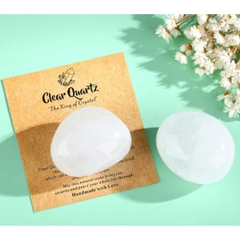 SAHOOTTIE Clear Quartz Crystal 1.6-1.8" Clear Quartz Gemstones Healing Crystal Clear Quartz Polished Gemstone Tumbled Stone Clear Quartz Pocket Stone for Crystal Lovers Beginners Collectors 1pc