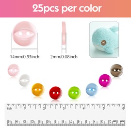 160 Pcs Baby Buttons, Round Fish Eye Buttons, 8 Colors Resin Button with Storage for Cardigans, Sewing, Knitting, Crafts, DIY Handmade, 2 Hole 14mm