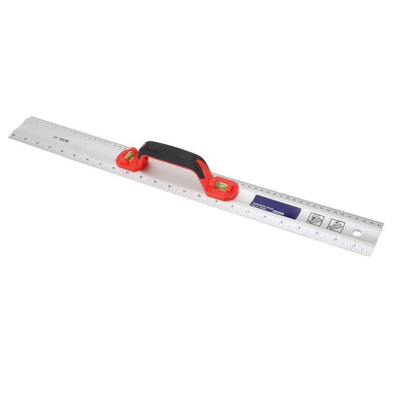 Aluminum Straight Edge Ruler with Handle Bubble Metal Centimeter Inch