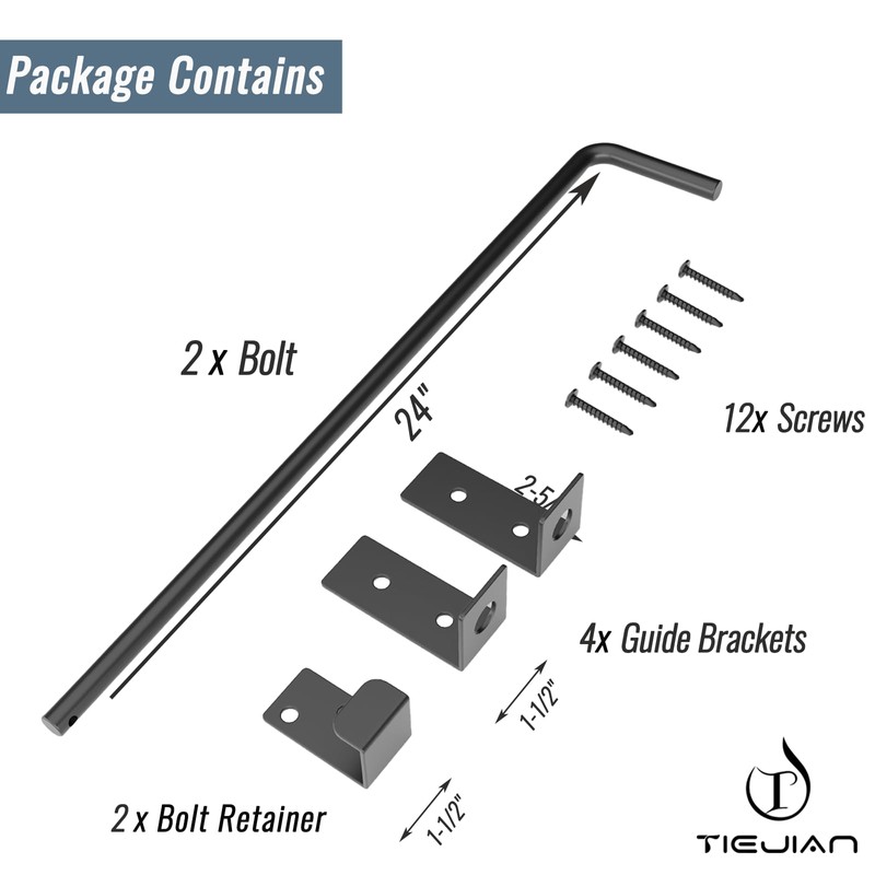 TIEJIAN Cane Bolt Heavy Duty Gate Drop Rod 24 Inch