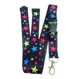 Lanyard Neck Strap for id Card Badge Holder with Safety Clip Breakaway 2cmx43cm SpiriuS for Phone Key Keychain (Rainbow Stars)