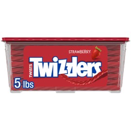 TWIZZLERS Twists Strawberry Flavored Licorice Style, Chewy Holiday Candy Tub, 5 lb