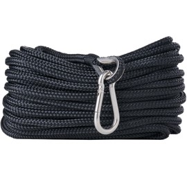 RainierSupplyCo Boat Anchor Rope - Double Braided Marine Rope Anchor Line - 50ft Nylon Boating Line with 316 Stainless Steel Thimble and Heavy Duty Marine Grade