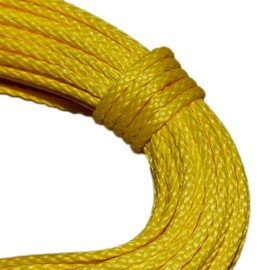 CBKnot 7/64in 50', 100', 200' or 300' Hanks Coated Blue, Green, Black, Silver, Orange, Red or Yellow dyneema Fiber 1600lb Approx tensile Strength (25 ft. Hank, Yellow)