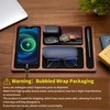 Valet Tray, Multi-Space Acacia Wood Leather Surface Desk Organizer Tray