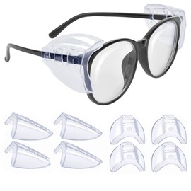 Protectores Laterales de Seguridad, Protector Lateral Gafas para Resistentes a Salpicaduras, Polvo y Arañazos, Protectores Laterales Transparentes para Anteojos Pequeños y Medianos (4 Pares, M)