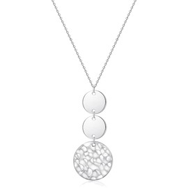 Disc Long Sweater Necklaces for Women Trendy Long Sterling Silver Disc Sweater Necklace Pendant Chain Jewelry Gifts for Her Adjustable Size 28