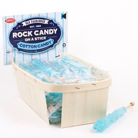 Extra Large Rock Candy Sticks: 18 Light Blue Cotton Candy Lollipop - Individually Wrapped - Crystal Rock Candy Sticks for Candy Buffet, Birthdays, Weddings, Receptions, Bridal and Boy Baby Showers