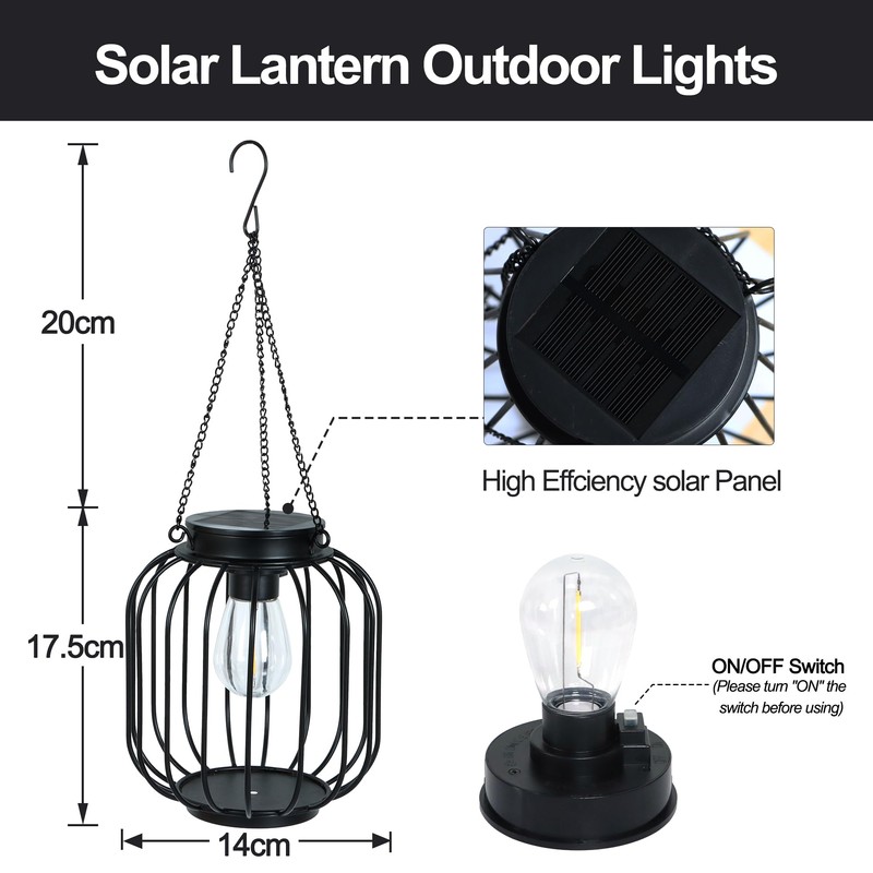 FREEPOWER Solar Lanterns Outdoor Waterproof - Set of 2 LED