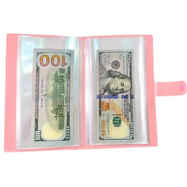 50Page Clear Currency Sleeves, Paper Money World Currency Collection Binder Book, Portable Cash Holders, Bill Holders Money Protectors for Commemorative Banknote, Tickets, Stamp Collecting