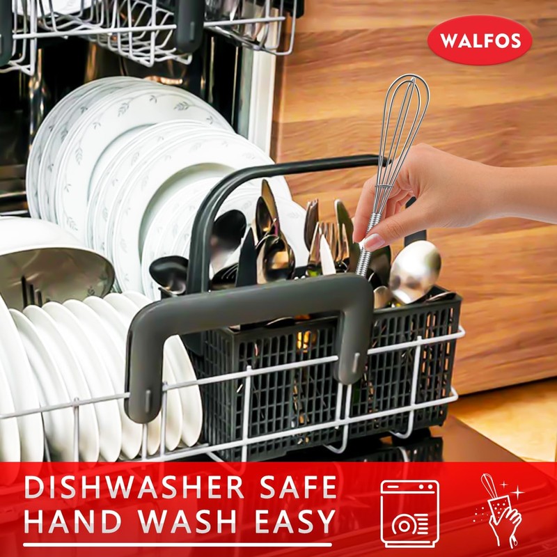 Walfos Mini Whisks, Small Whisk Bulk 304 Stainless Steel 6
