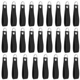 Pack of 26 Felt Key Fob Blank with Rings, DIY Blank Key Fob Felt Pendant for Making Yourself, Felt Key Ring Blank Writeable for DIY Crafts Car Craft Bags, Black