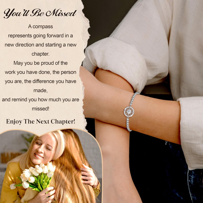 Esrial Retirement Gift for Woman Compass Bracelet Gifts for Women