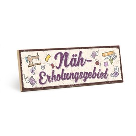 TypeStoff Wooden Sign with Saying - Sewing Recovery Area - Vintage Look with Quote as Gift and Decoration on Sewing and Sewing Machine - HS-01292