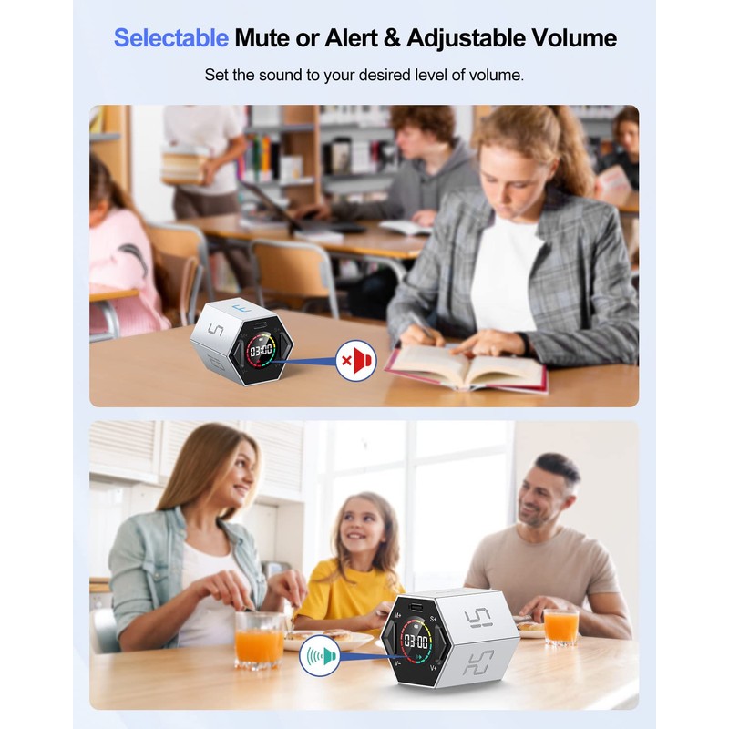 Ticktime Pomodoro Timer, Productivity Timer Cube, 3/5/10/15/25/30 Min Presets, Custom