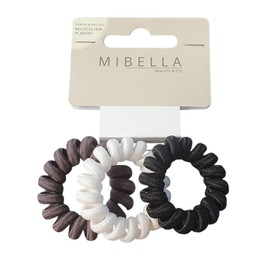 Mibella Haargummis, 3er Set Scrunchies, Schwarz-Weiß-Grau, Standard Größe, für Alle Haartypen 21340
