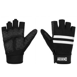 Aegend Wheelchair Gloves for Larger Hands, Anti-Slip & Durable Half-Finger Gloves, Breathable & Shock-Absorbent, Perfect for Manual Wheelchair Users, Cycling and Workouts (Black, Large Size)
