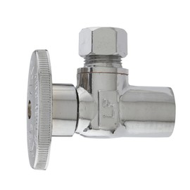 Plumb Pak PP20060LF Quarter Turn Angle Stop Valve, 1/2 X 3/8 in, Sweat X Compression, Brass, Chrome Plated, 1/2" x 3/8"