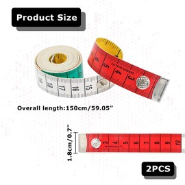 2 Rollen SchneidermaßBand,180 Cm/60 Zoll MaßBand,Weiches Massband,Doppelseitige Farbskala Massband KöRper,Mit KnöPfen MaßBand KöRper,Geeignet FüR MaßBand NäHen,Alltag Zu Hause,Handwerker