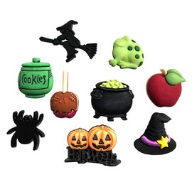 Buttons Galore - Juego de 6 botones surtidos de Halloween para coser y manualidades - Paquete de 6 paquetes de botones, maíz caramelo, linternas Jack O y más