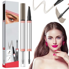2in1 Augenbrauenstift mit Gel, Microblading pen & wasserfester brow pencil – ideal für lidschatten stift & haarklammern damen, mit 4 Gabelspitzen, 2-in-1 Brow Pen,2025 Neu Microblading(02#Dunkelbraun)