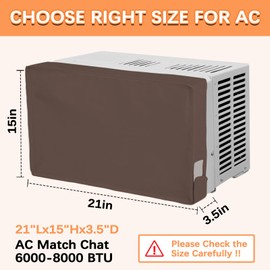 21"Lx15"Hx3.5"D Indoor Air Conditioner Cover for Window Units, 3 Layers Insulation AC Cover for Inside Wall Unit with Aluminum Foil and 2mm Foam, Windproof Window Air Conditioner Cover Inside, Brown