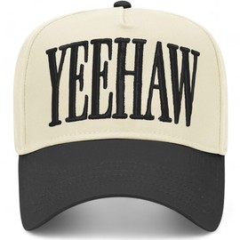Yeehaw Vintage Trucker Hat | Premium Snapback Baseball Hat for Men & Women (US, Alpha, One Size, Black/Natural)