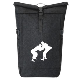 Huuraa Judo Silhouette Messenger Backpack 30-44 Litres Black Melange Roll-Top Fairtrade Judo Gift Idea