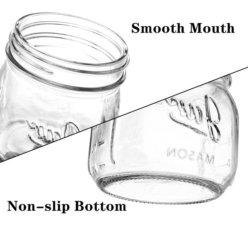 Lyellfe 12 Pack Wide Mouth Mason Jars, 12 Oz Glass