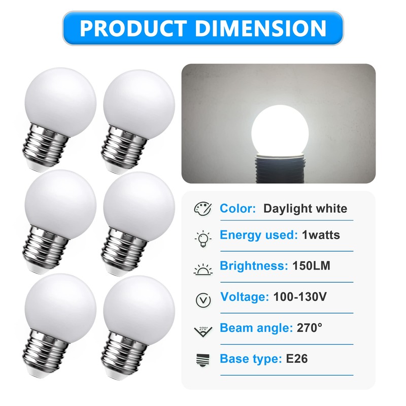 Flaspar LED Night Light Bulb, Globe Small LED Light Bulbs