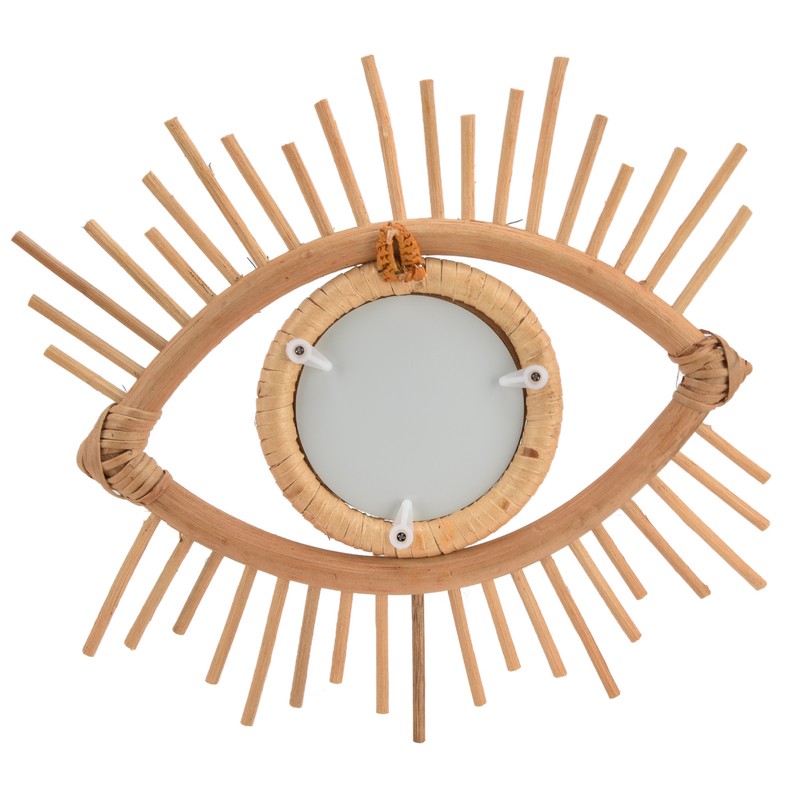Nordic Makeup Mirror Rattan Woven Eye Shape Wall Hanging Mirror