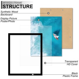 Wyxgiv 8x12 Picture Frame Set of 2, Lightweight yet Durable Black Frame with High-clarity Plastic Display 8 x 12 Inch Photo Horizontally/Vertically (2 Packs|Black|8"x12")