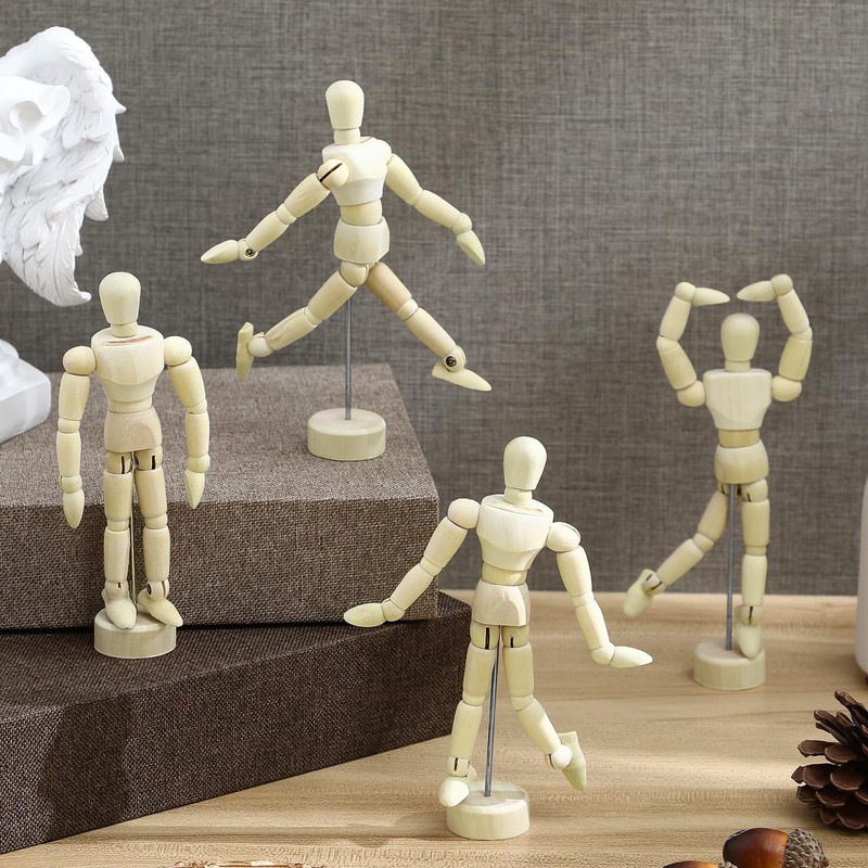 Operitacx 12 Pcs 4.56 Inch Wooden Drawing Mannequins with Stands