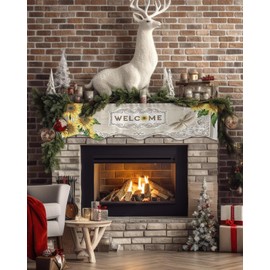 Victoroes Mantle Scarf 60 x 17 Inch, Sunflower Park Bees Fireplace Mantel Scarf Mantel Cover Runner for Home Living Room Indoor Holiday Party Decor