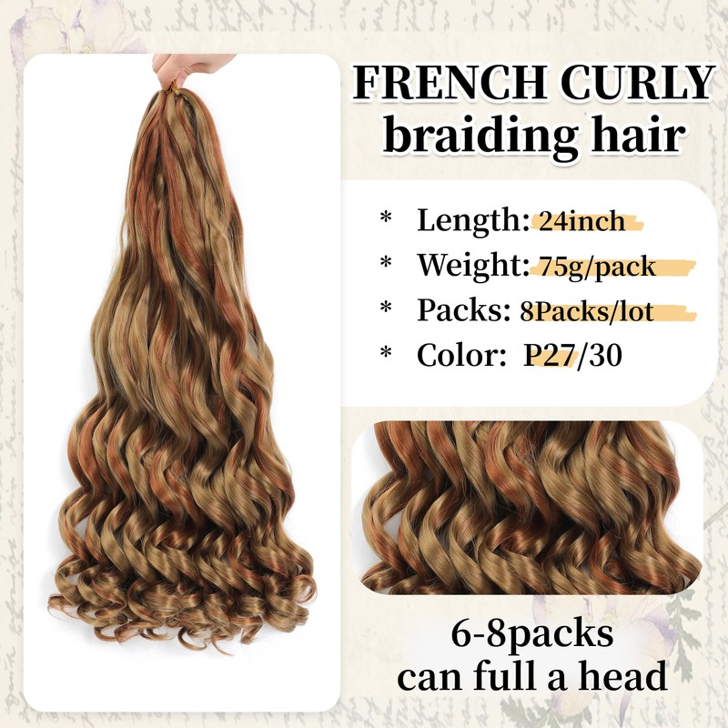 P27/30 French Curly Braiding Hair, Pre Stretched Crochet Hair