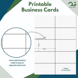 OfficeGear Printable Business Cards 10-up (25 Sheets - 250 Pack) 59mm x 105mm Perforated Custom Printable 150gsm Corporate Name Cards