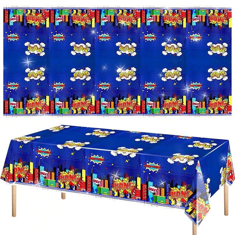 Roaring Good Time Superhero Birthday Party Tablecloth Super Theme Hero