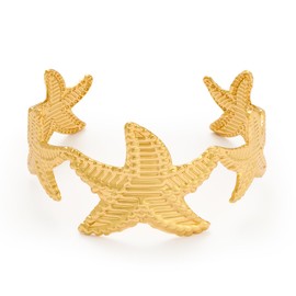 TOVABA Women's Gold Starfish Bangle - Skin-friendly, No Fading, Maritime Statement Jewellery for Women, Stylish Accessory for Everyday & Leisure