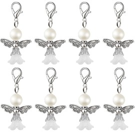 HERZWILD Guardian Angel Make Your Own Set Key Ring Angel Charm Pearl Angel Pendant for DIY Wedding Jewellery Necklace Crafts (AB2)