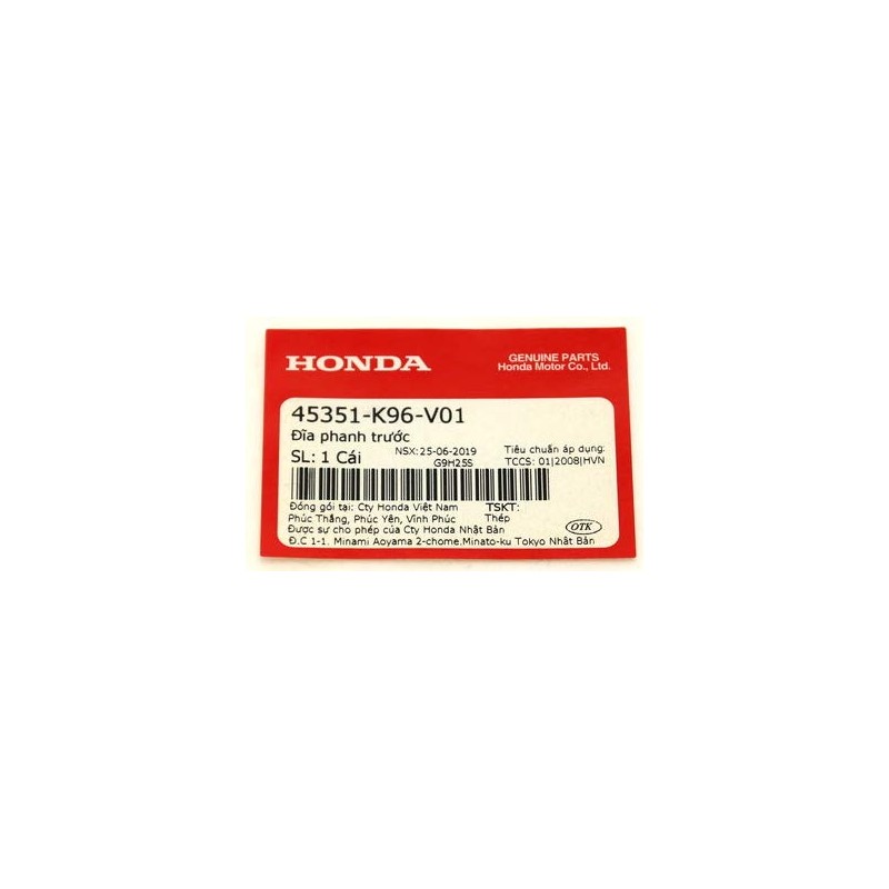 Vietnam Honda Genuine PCX JF81 PCX150 KF30 Disc Rotor Disc,