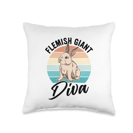 Rabbit Lover Design with Flemish Giant Throw Pillow