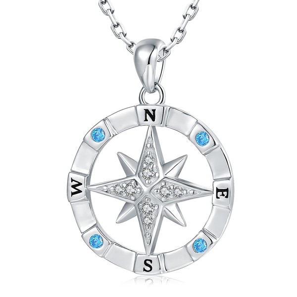 Sterling-Silver Opal Compass Necklace for Women - Inspirational Nautical Dream