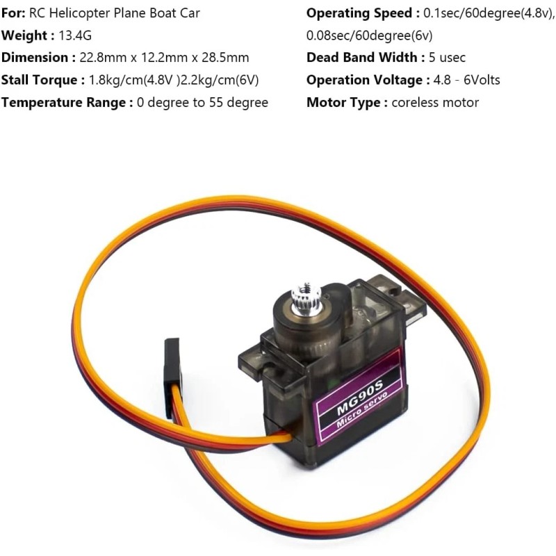 Universal, TowerPro 5Pcs MG90S 9g Digital Micro Servo Motor Metal