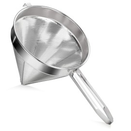 New Star Foodservice 34233 18/8 Stainless Steel China Cap Strainer, 8-Inch, Coarse Mesh