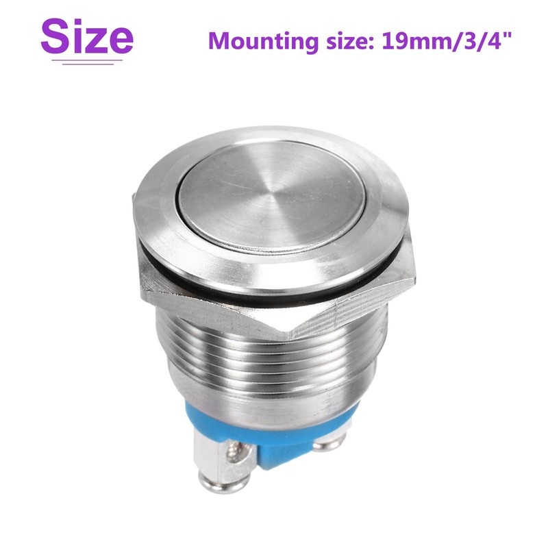 DMiotech 19mm / 3/4" Stainless Steel Momentary Push Button Switch