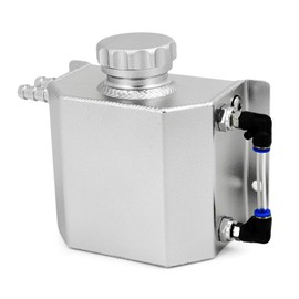 ZHSYMX Universal 1L Aluminium Alloy Coolant Radiator Overflow Tank Engine Oil Catch Can Expansion Tank Reservoir Silver