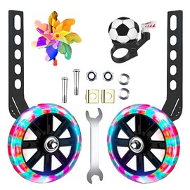 Nakazawa Adjustable Training Wheels for Bike Fits 12/14/16/18/20 Inch Bikes Bicycle Training Wheels for Stabilizer Training,When the wheels touch the ground, they emit colored lights